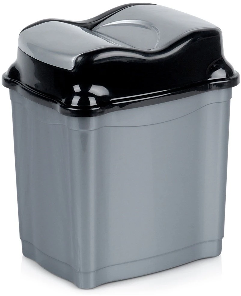 Berilo Šiukšlių dėžė 5 l – pilka, plastikinė su pakeliamu dangčiu