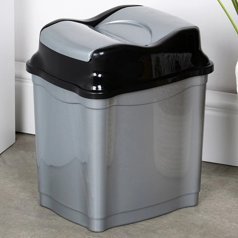 Berilo Šiukšlių dėžė 5 l – pilka, plastikinė su pakeliamu dangčiu