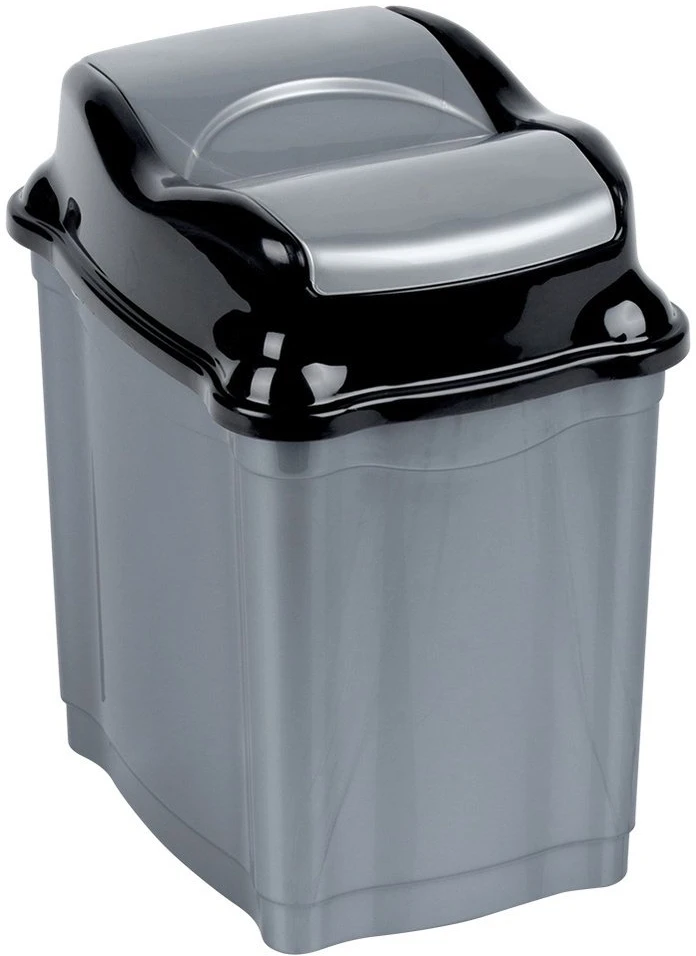 Berilo Šiukšlių dėžė 5 l – pilka, plastikinė su pakeliamu dangčiu