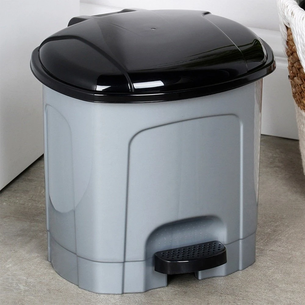 Bigbuy Home Šiukšlių dėžė plastikinė su pedalu 3 l pilka