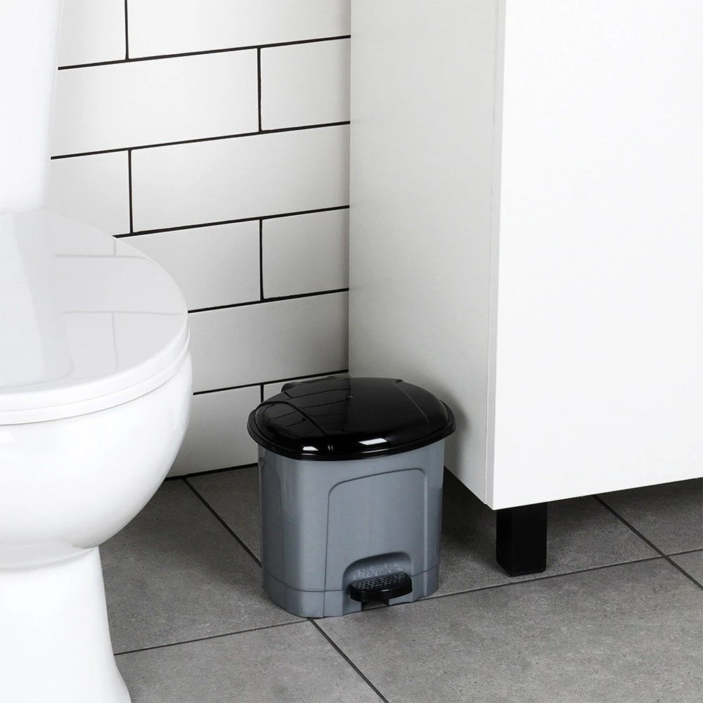 Bigbuy Home Šiukšlių dėžė plastikinė su pedalu 3 l pilka