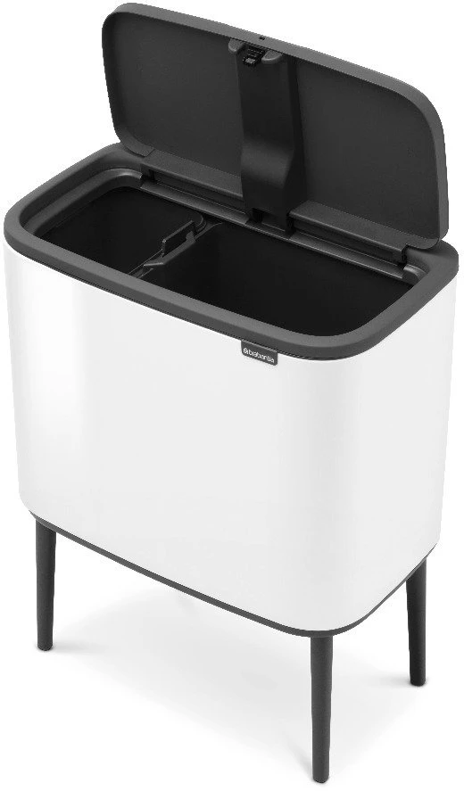 Šiukšlių dėžė Brabantia Bo Touch, 11+23 l, Balta