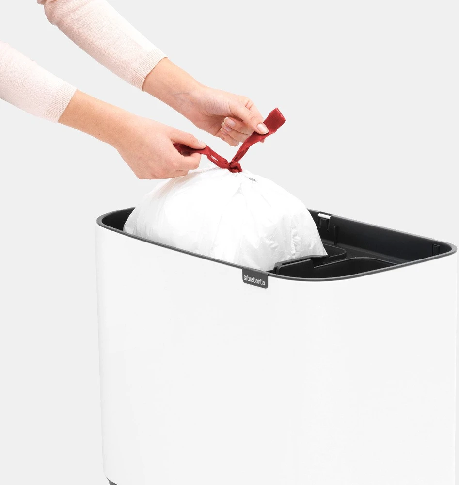 Šiukšlių dėžė Brabantia Bo Touch, 11+23 l, Balta