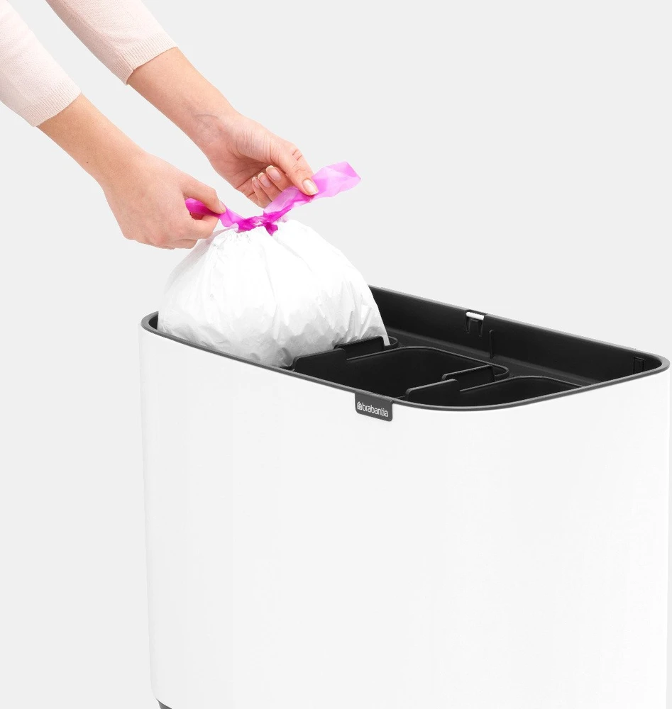 Šiukšlių dėžė Brabantia Bo Touch, 3 x 11 l, Balta