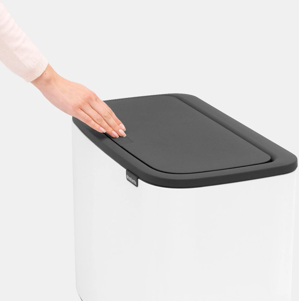 Šiukšlių dėžė Brabantia Bo Touch, 3 x 11 l, Balta