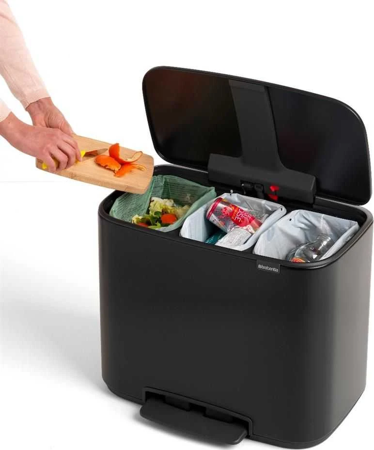 Brabantia Šiukšlių dėžė su pedalu, Bo 3x11L - Platinum