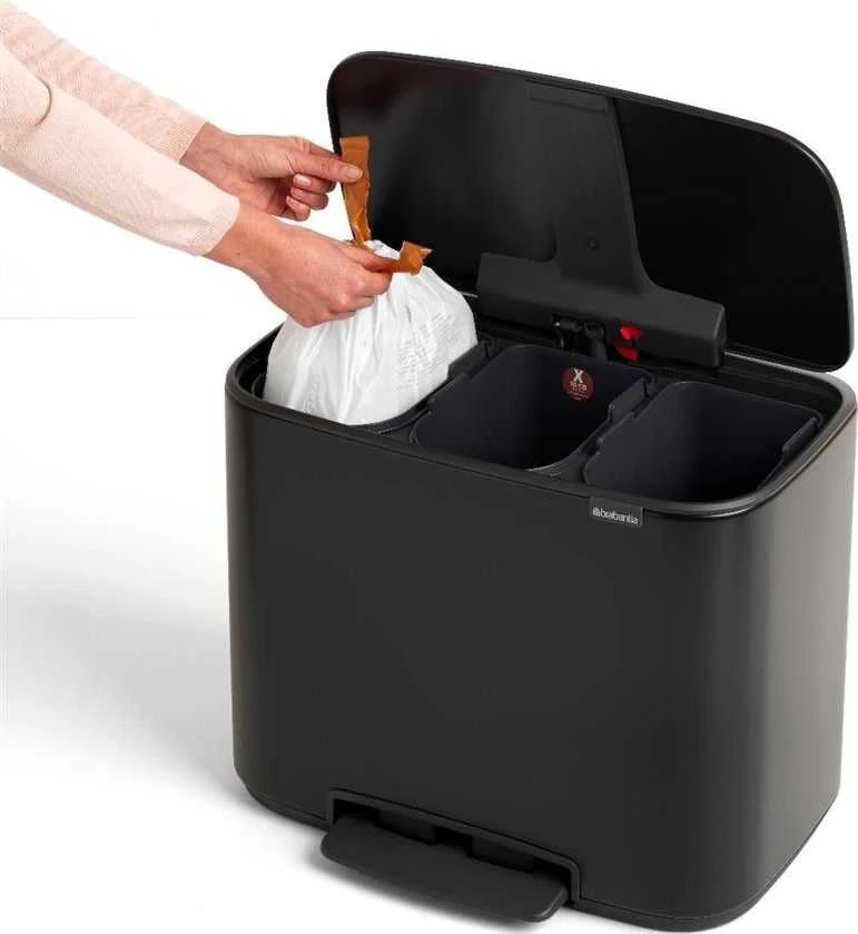Brabantia Šiukšlių dėžė su pedalu, Bo 3x11L - Platinum