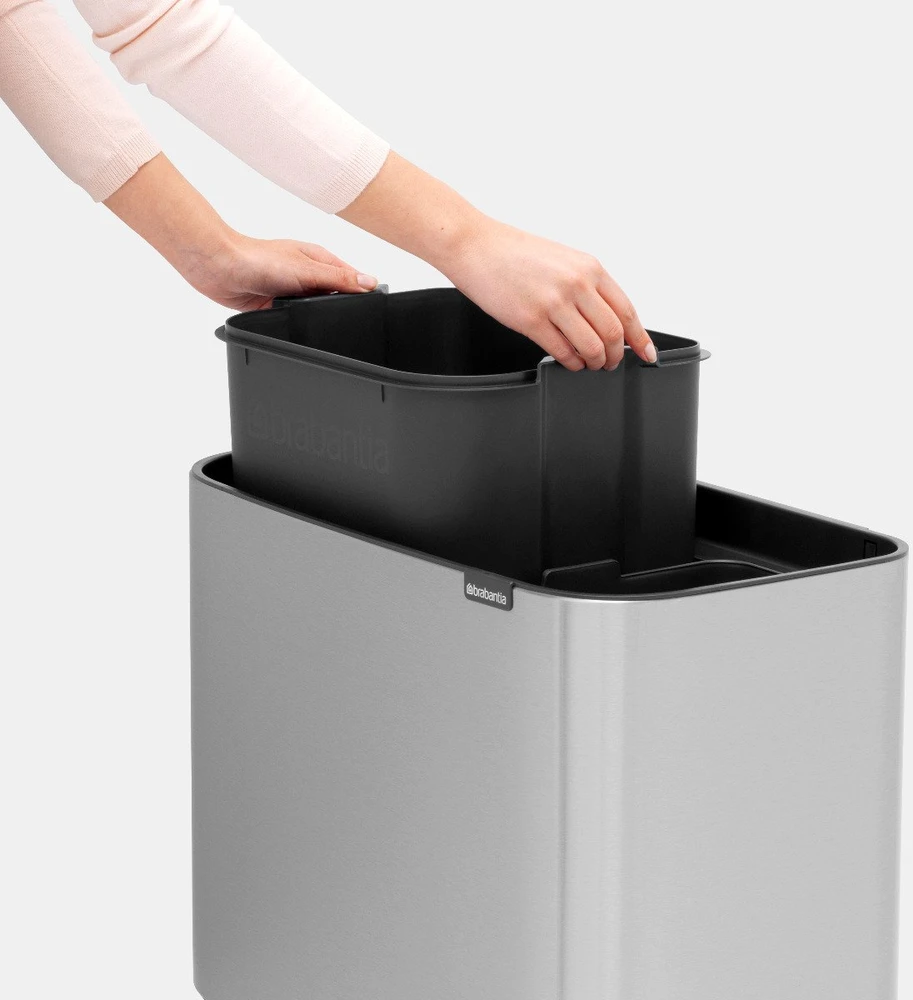 Šiukšlių dėžė Brabantia Bo Touch, 11+23 l, Matinio plieno spalvos