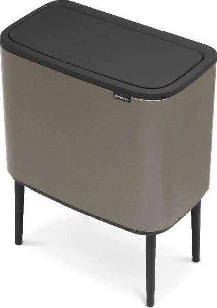 Šiukšlių dėžė Brabantia Bo Touch, 11+23 l, Platinos spalvos
