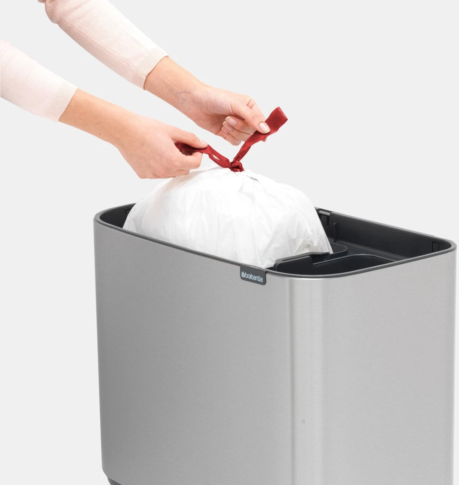 Šiukšlių dėžė Brabantia Bo Touch, 11+23 l, Matinio plieno spalvos