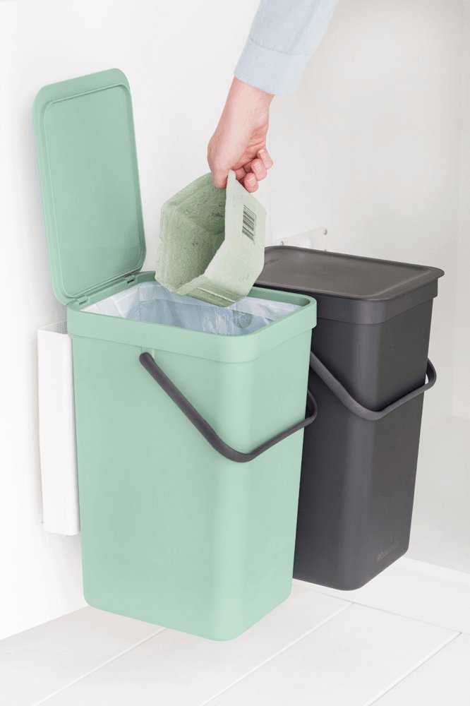 Šiukšliadėžė Brabantia Krepšys szafkowy Sort&Go 2x16l Jade Žalias/ Pilkas 214462
