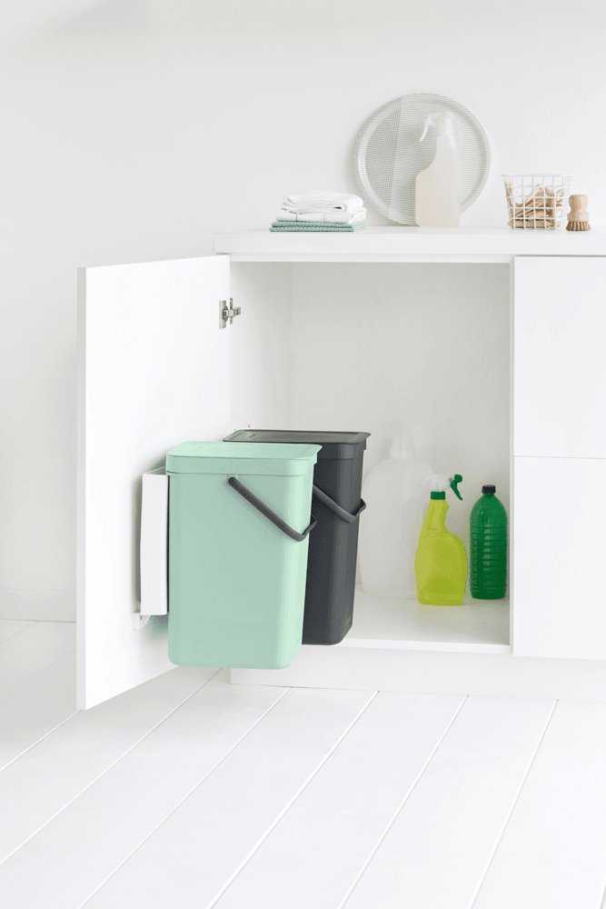 Šiukšliadėžė Brabantia Krepšys szafkowy Sort&Go 2x16l Jade Žalias/ Pilkas 214462