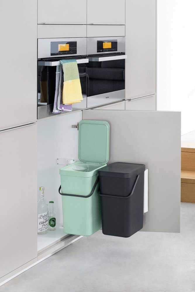 Šiukšliadėžė Brabantia Krepšys szafkowy Sort&Go 2x16l Jade Žalias/ Pilkas 214462