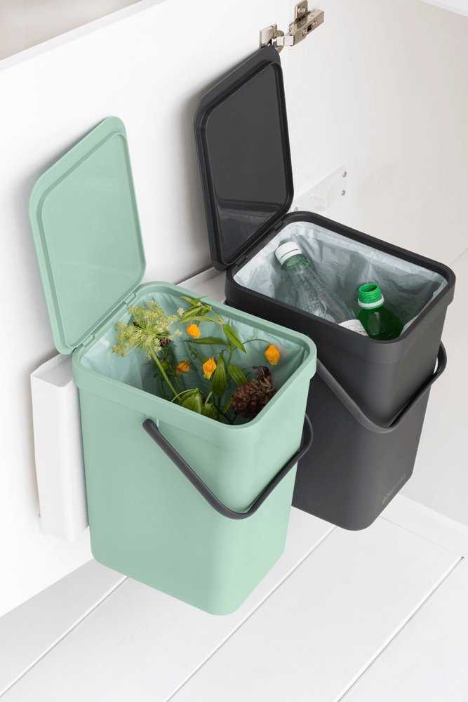 Šiukšliadėžė Brabantia Krepšys szafkowy Sort&Go 2x16l Jade Žalias/ Pilkas 214462