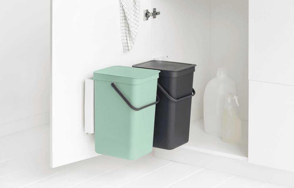 Šiukšliadėžė Brabantia Krepšys szafkowy Sort&Go 2x16l Jade Žalias/ Pilkas 214462