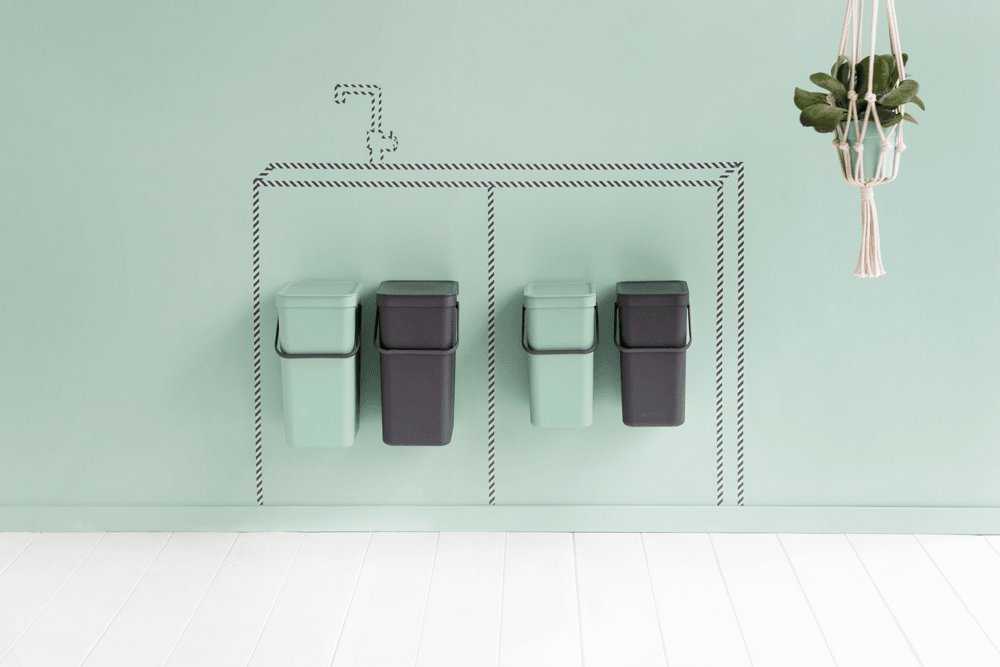 Šiukšliadėžė Brabantia Krepšys szafkowy Sort&Go 2x16l Jade Žalias/ Pilkas 214462