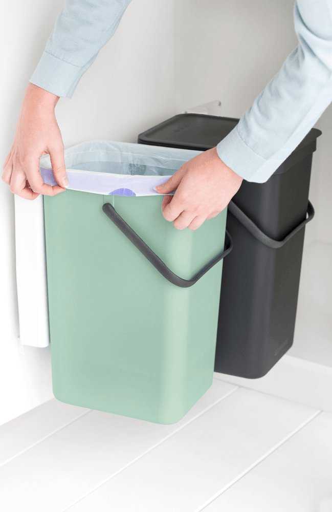 Šiukšliadėžė Brabantia Krepšys szafkowy Sort&Go 2x16l Jade Žalias/ Pilkas 214462