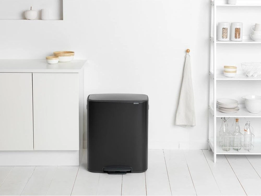 Brabantia Šiukšlių dėžė su pedalu, Bo 60L - matinės juodos spalvos
