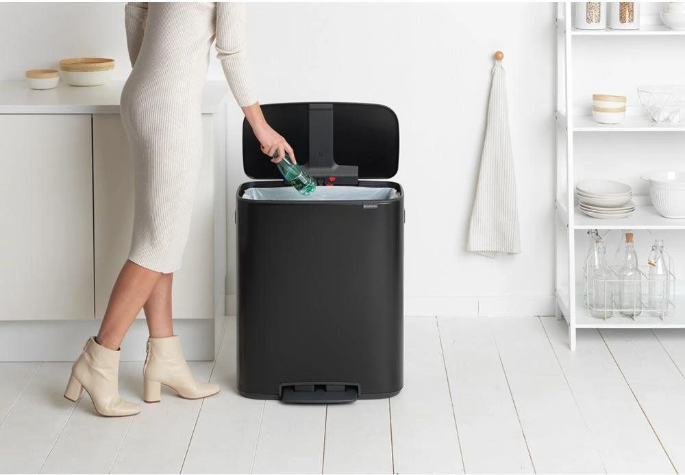 Brabantia Šiukšlių dėžė su pedalu, Bo 60L - matinės juodos spalvos
