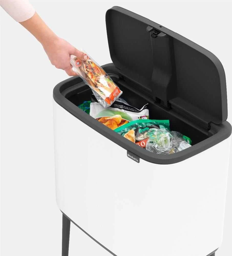 Šiukšlių dėžė Brabantia Bo Touch, 36 l, baltos spalvos