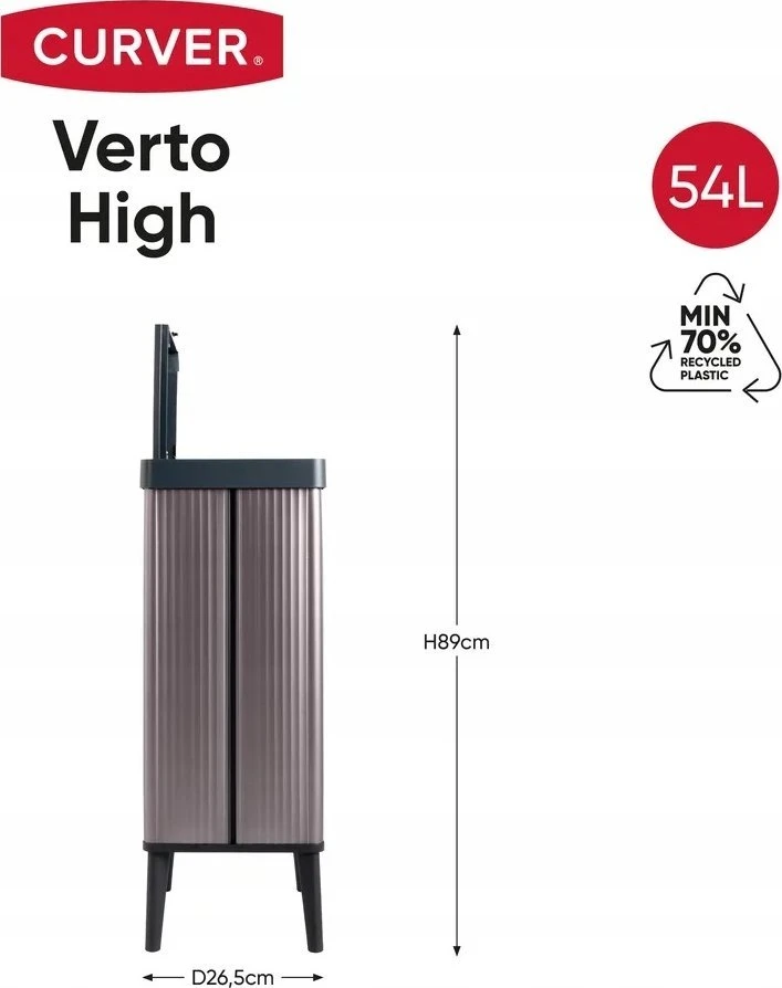 Keter CURVER ŠIUKŠLIADĖŽĖ VERTO 54L AUKŠTA /PERLŲ ROŽINĖ
