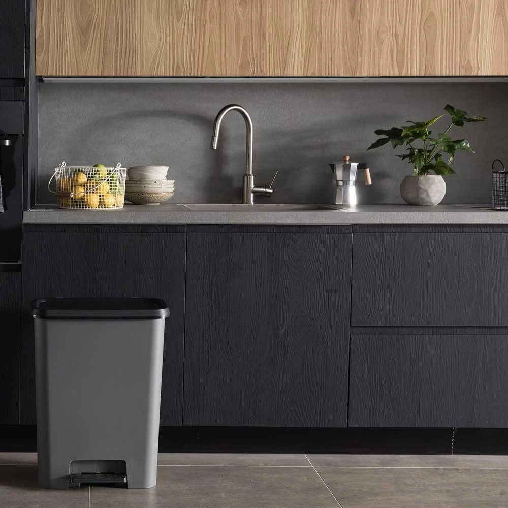 Šiukšliadėžė CURVER COMPACT DUO, pilka, 46 l