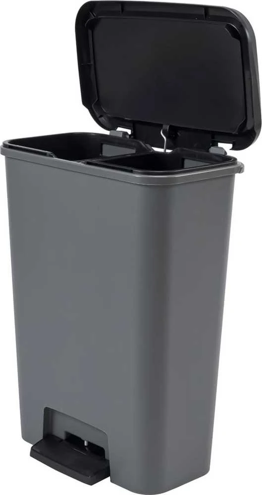 Šiukšliadėžė CURVER COMPACT DUO, pilka, 46 l
