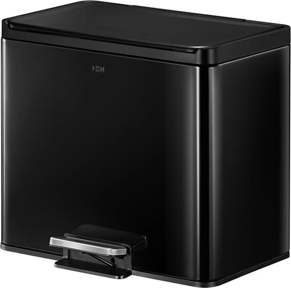 Šiukšliadėžė EKO Pedal bin, Essential, juodos spalvos, nerūdijančio plieno, 3 sekcijų, 3x9 l, su minkšto uždarymo dangteliu
