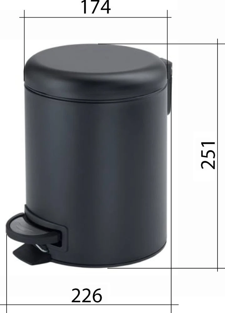 Šiukšliadėžė GEDY POTTY 320914, juoda, 3 l