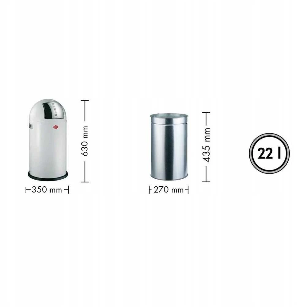 Wesco Šiukšliadėžė geltona 22l Pushboy Junior -