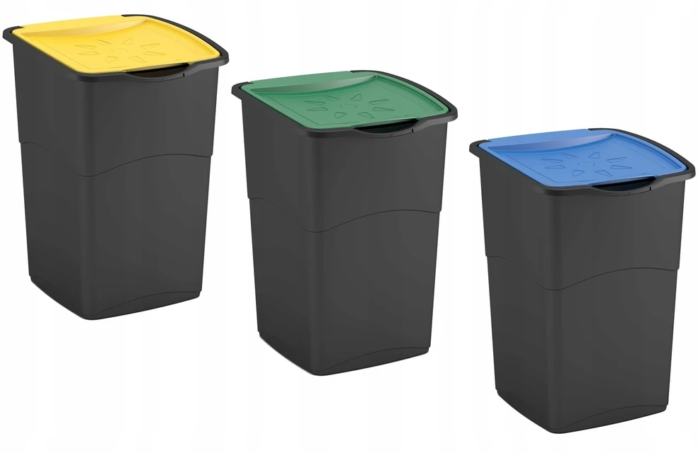 Keter CURVER ŠIUKŠLIADĖŽĖ „KORAL BIN” 47L /JUODA/ MIX 3vnt.