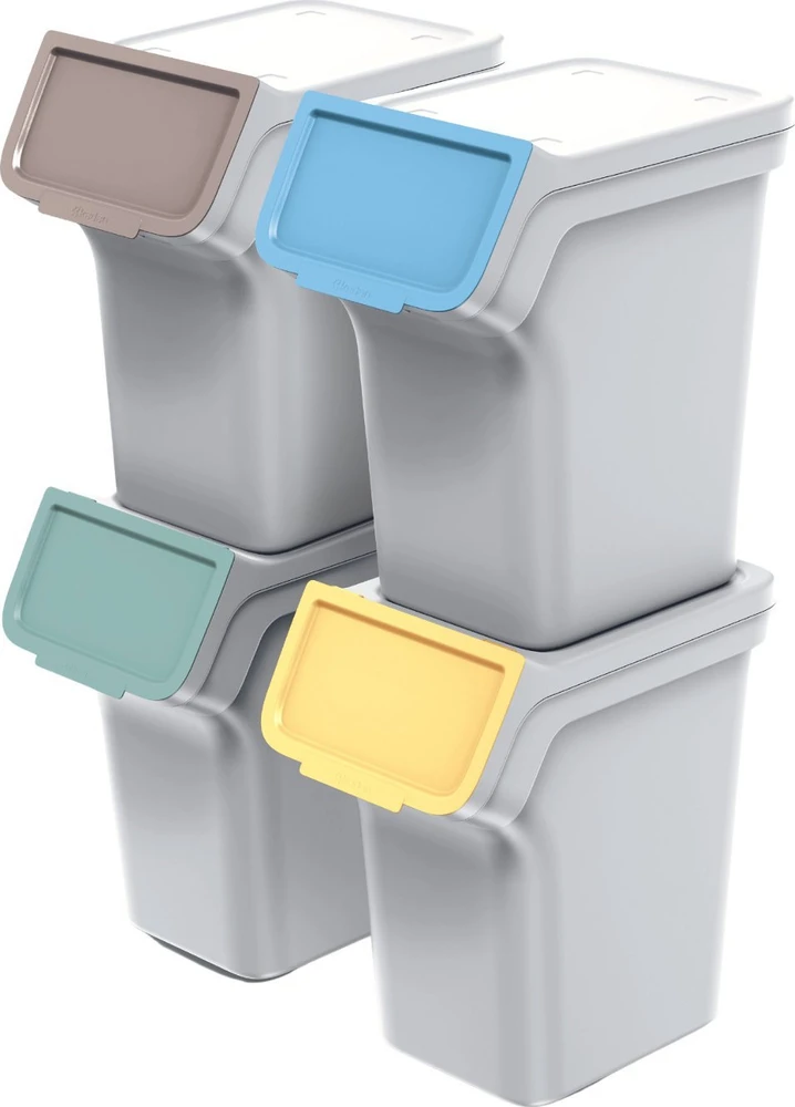 Prosperplast Kosze STACKBOX Q SET šiukšliadėžės - uosio spalvos, 20 l. Keden