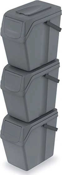Prosperplast Rinkinys „Sortibox“ 3x25L pilkų atliekų rūšiavimo konteinerių rinkinys ISWB25S3