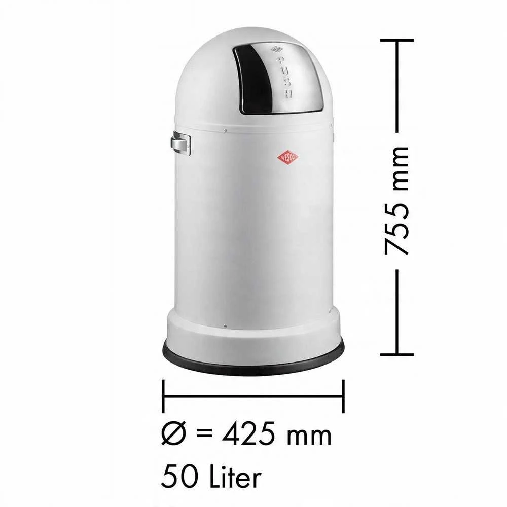 Wesco Šiukšliadėžė sidabrinė 50l Pushboy