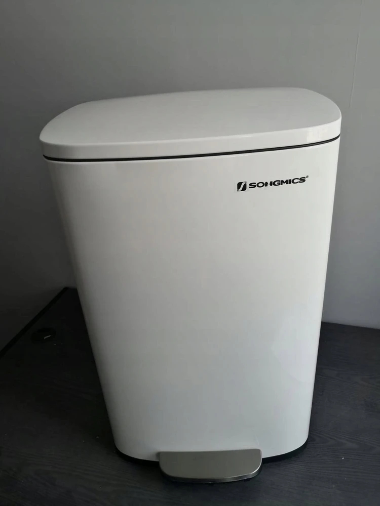 SONGMICS virtuvinis šiukšlių kibiras su pedalu, 50 l, plieno, vidinis plastikinis indas, baltas, LTB101W01
