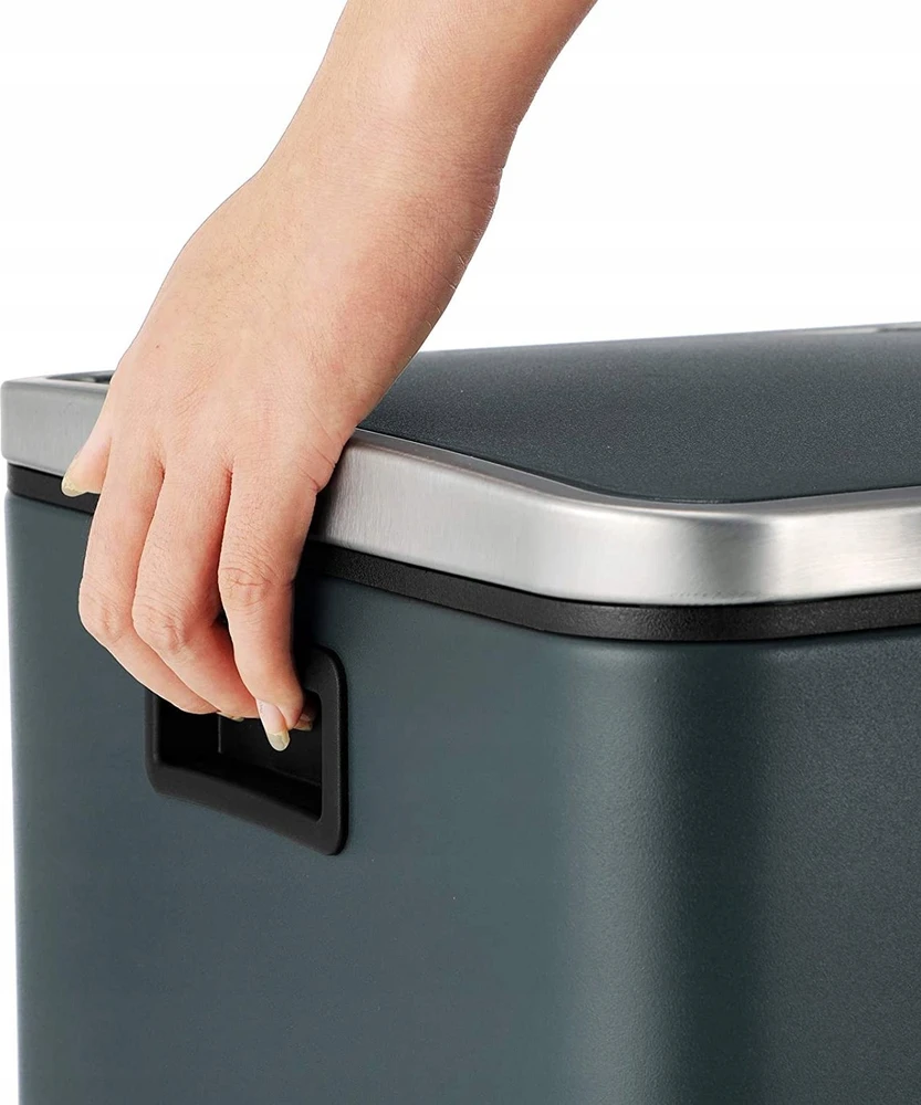 SONGMICS dviejų skyrių atliekų rūšiavimo šiukšliadėžė, 2 x 30 l, antracito spalvos, LTB60GS