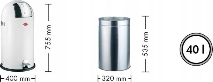 Šiukšliadėžė Wesco Šiukšliadėžė 40l KickBoy juoda WESCO