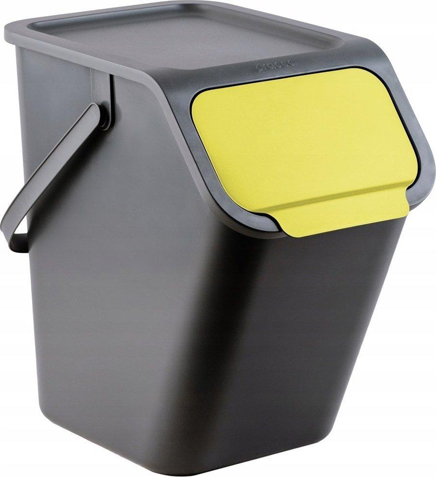 Šiukšliadėžė BINI, 25 l, juoda, geltona