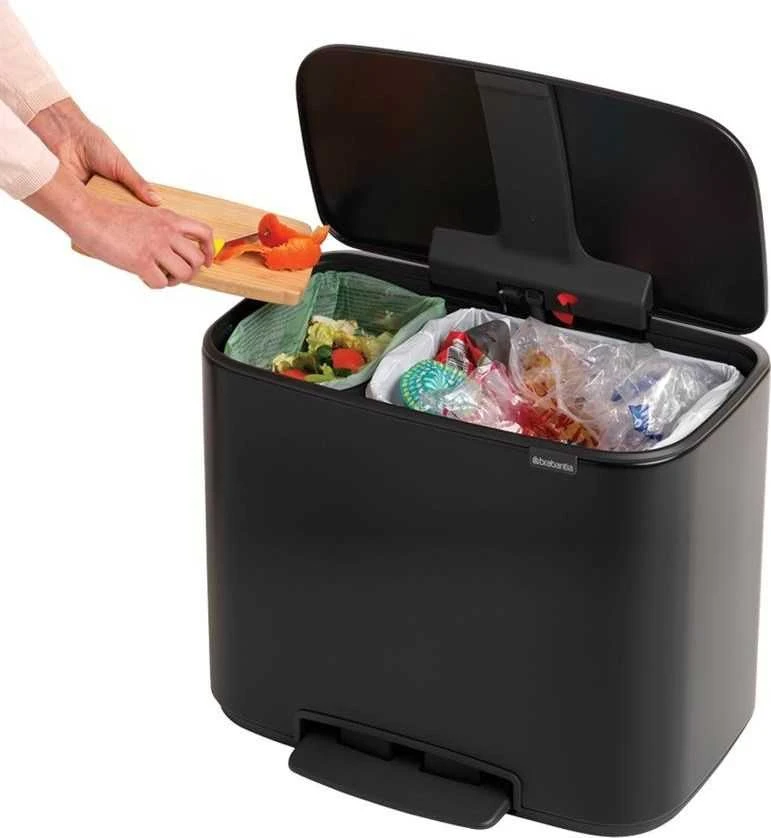 Brabantia Šiukšlių dėžė su pedalu, Bo 11+23L - Matt Juodas
