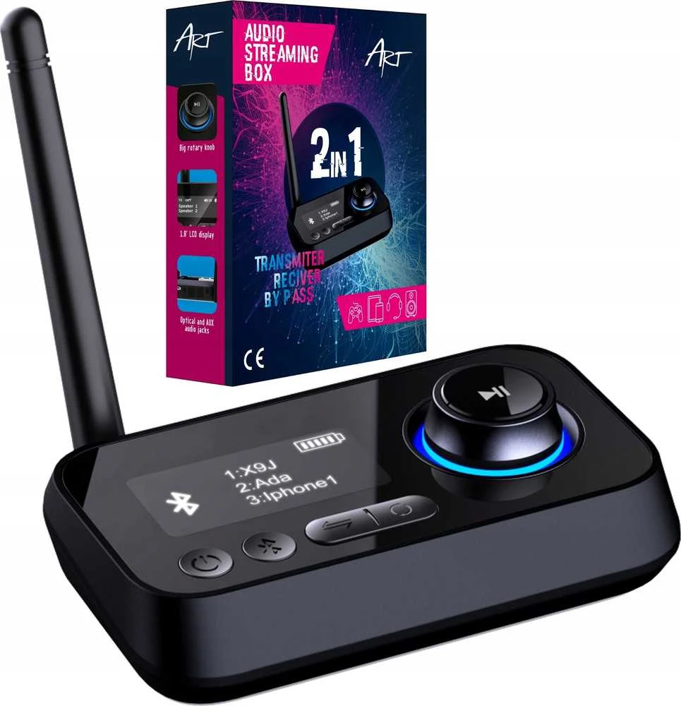 Siųstuvas FM Art ART AUDIO AUX/OPT Siųstuvas su BT LCD funkcija BT-17