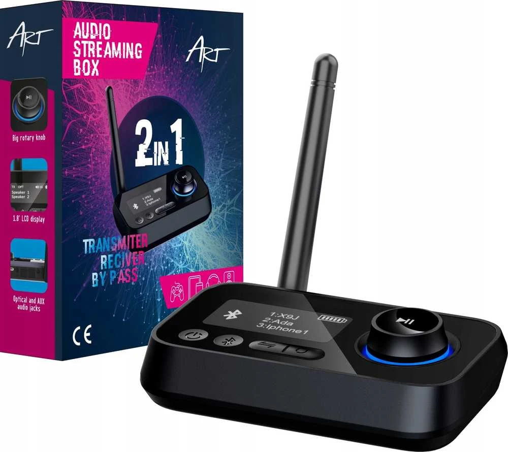 Siųstuvas FM Art ART AUDIO AUX/OPT Siųstuvas su BT LCD funkcija BT-17