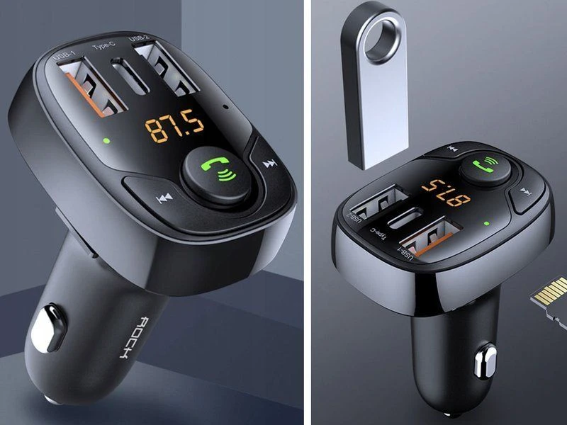 Oem Rock Transmiter FM B301 MP3, Bluetooth – 2xUSB + Type C + micro SD – 36W juodos spalvos