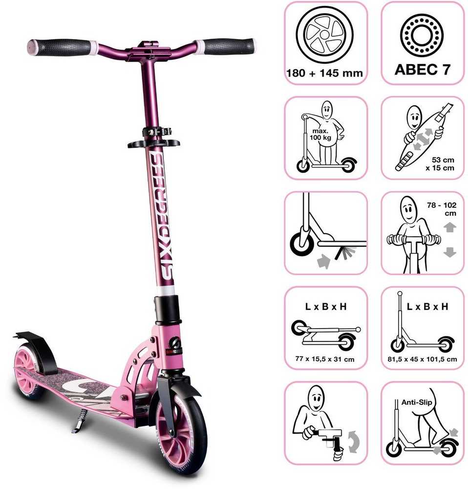 SixDegrees Six Degrees Aliuminio Scooter 180/145 mm pink AU 588