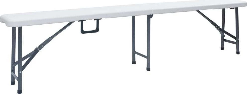 Sulankstomi sodo suoliukai, 2vnt., baltos spalvos, 180cm, HDPE