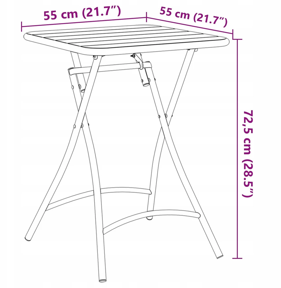 Bistro stalas Antracitas 55 x 55 x 72,5 cm Miltelinis plienas