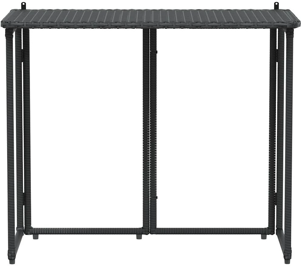 Sulankstomas sodo stalas, juodas, 90x51x75 cm, poliratanas