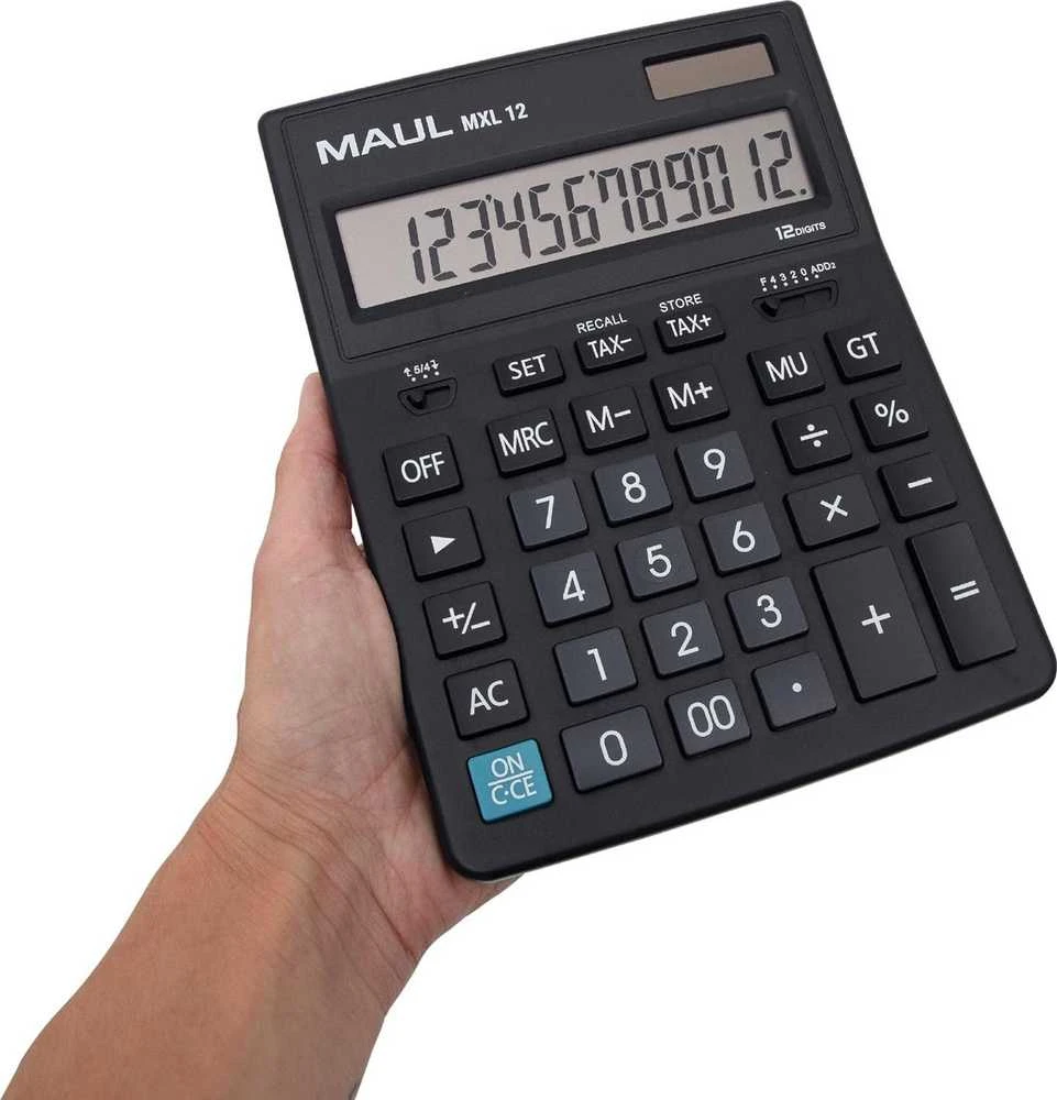 Stalinis skaičiuotuvas MAUL MXL 12, 12 skaitmenų ektanas, su tax funkcija