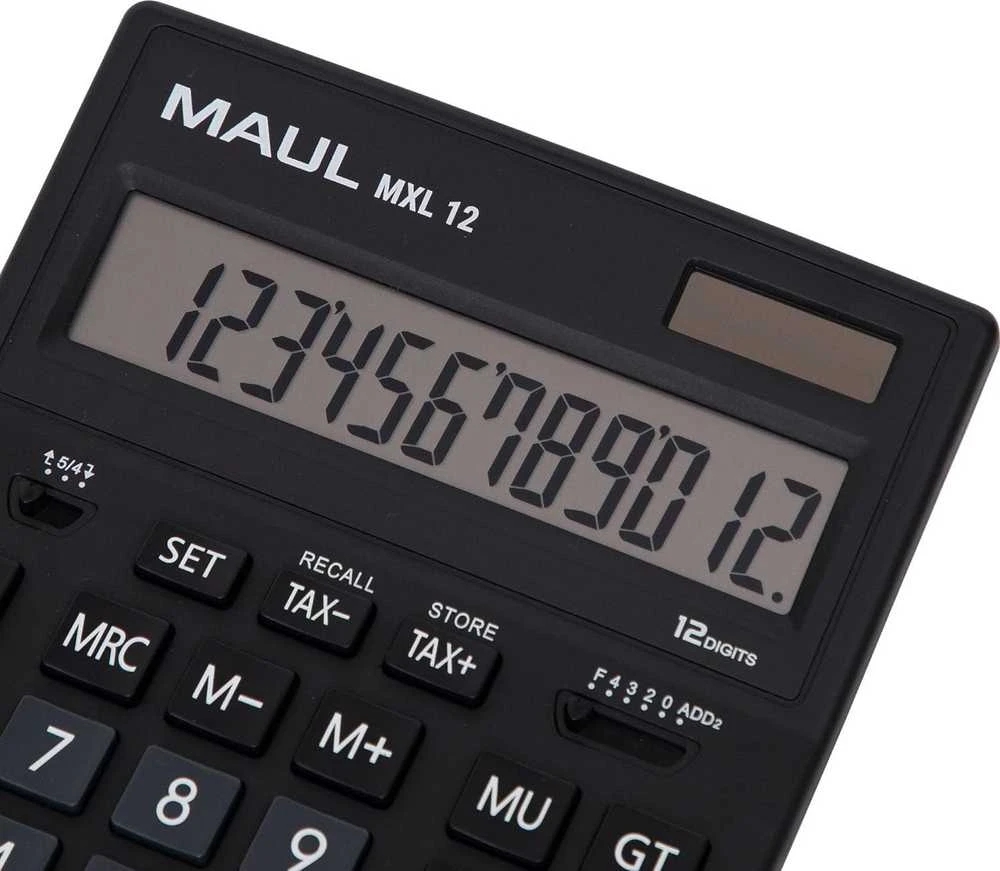 Stalinis skaičiuotuvas MAUL MXL 12, 12 skaitmenų ektanas, su tax funkcija