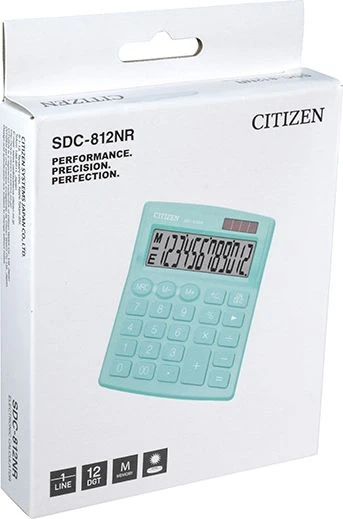 CITIZEN SDC812NRGNE OFFICE CALCULATOR, 12-digit, 127x105mm, žalias