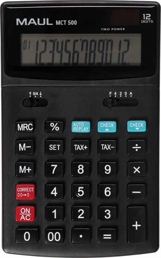 Stalinis skaičiuotuvas MAUL MCT 500, 12 skaitmenų ekranas, tax, check&correct